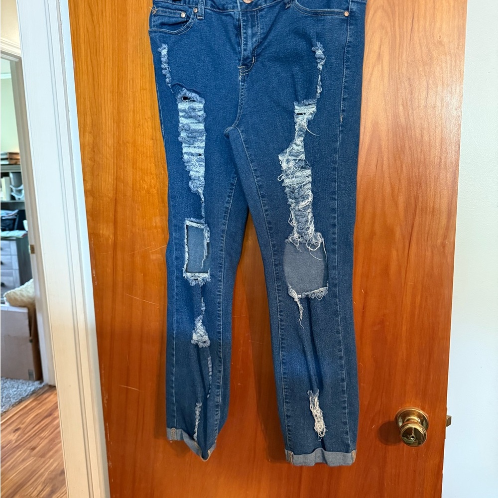 Distressed Blue Jeans